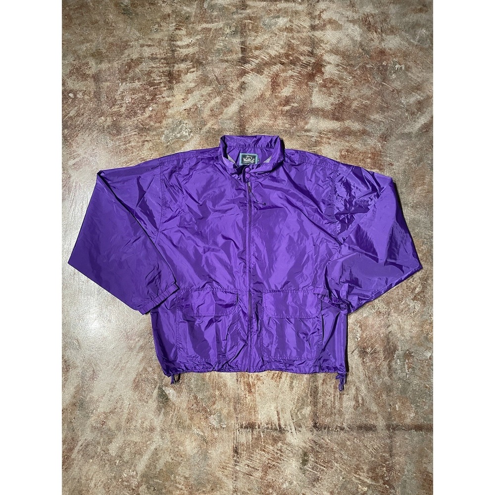 Vintage Woolrich Purple Windbreaker Jacket Full Zip Nylon Adjustable Waist Sz L